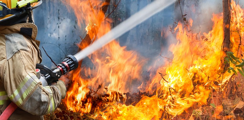 Firefighter fighting a fire